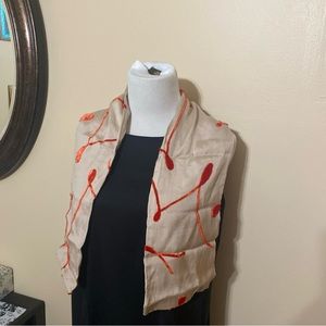 Cedric Brochier Soieries Tan with orange Rectangle Women's Scarf 50% Silk France